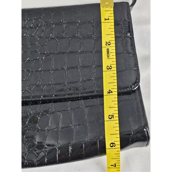 CARLOS FALCHI VINTAGE RARE BLACK CROC HANDBAG W/ SNAP CLOSURE 12.5" L X 6" H - Picture 10 of 14